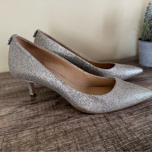 Michaels Silver Glitter Kitten Heel Pumps